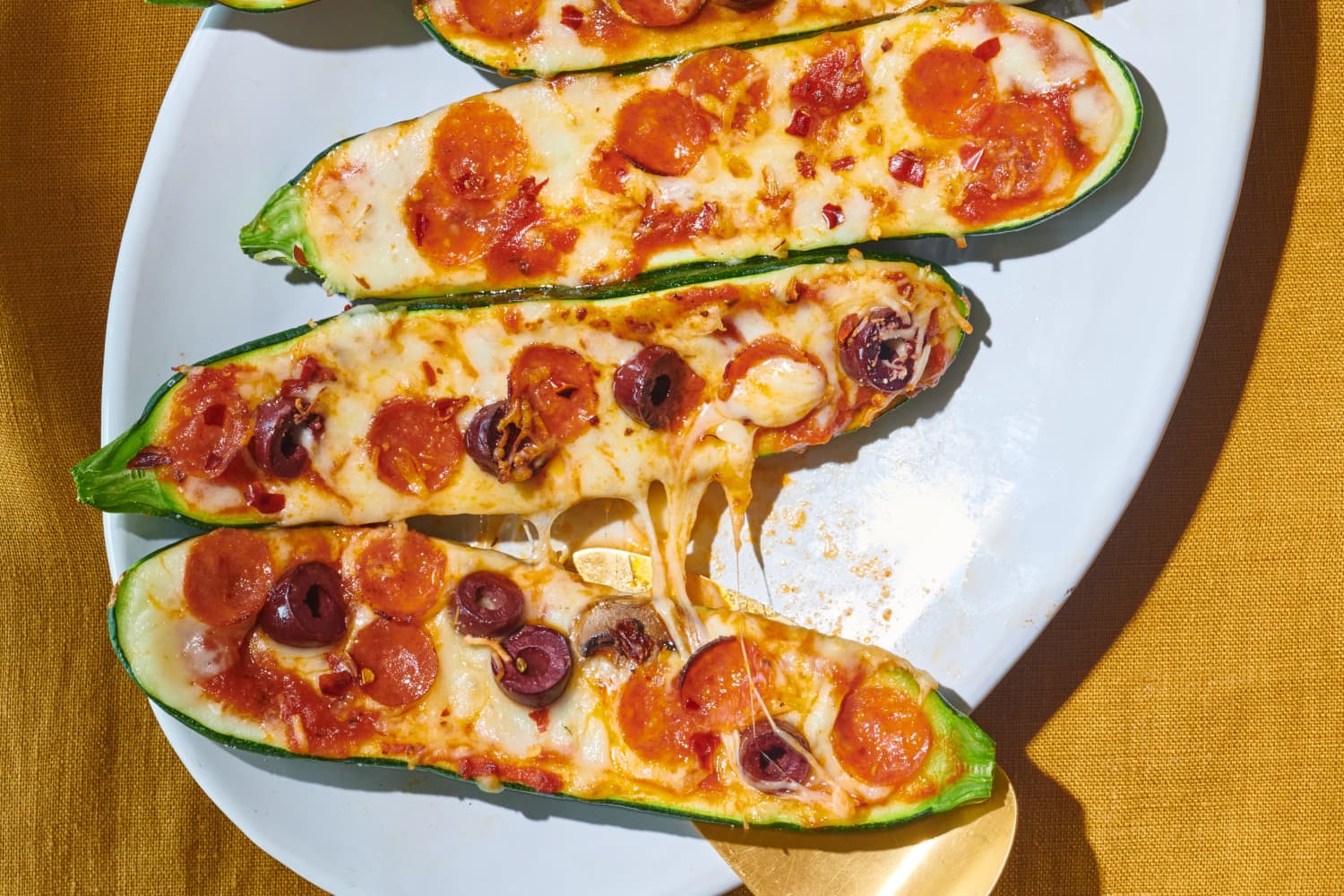 Zucchini Pizza Boat Recipe (Easy, LowCarb) The Kitchn